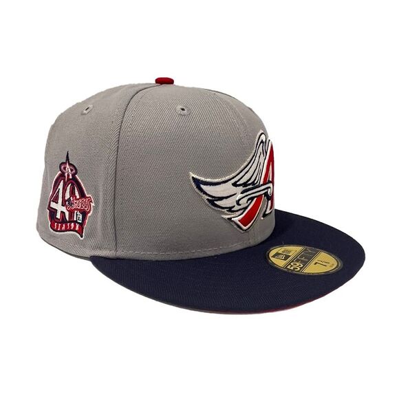 New Era Los Angeles Angels MLB 59Fifty Fitted Hat 40th Season Men Gray 5950  Pull